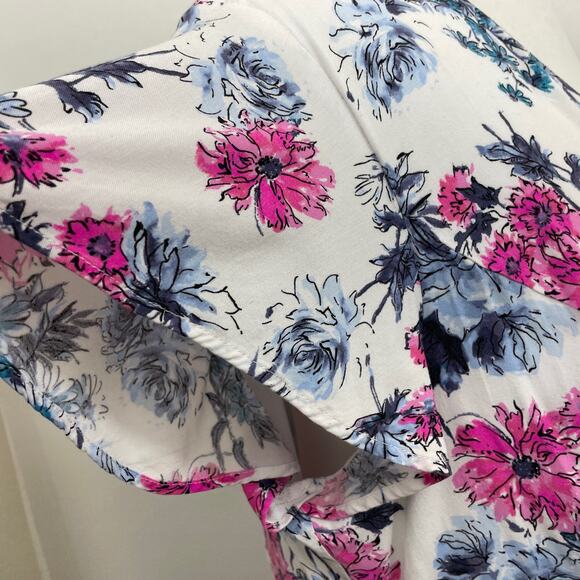 Torrid Floral Maxi Dress 2X White Pink Cap Sleeve Empire Waist - Picture 6 of 9